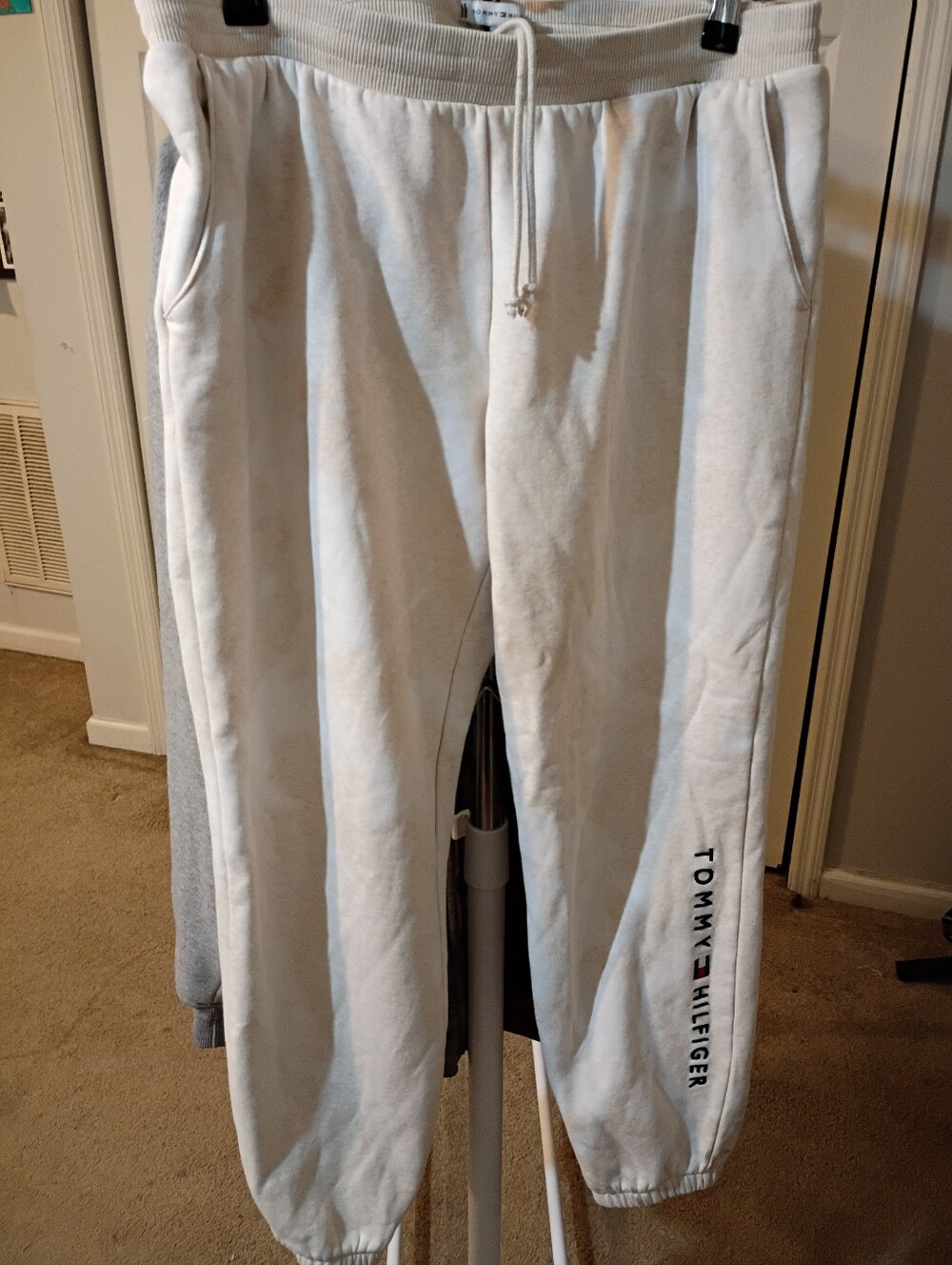 Tommy Hilfiger White Logo Sweatpants with Side Branding